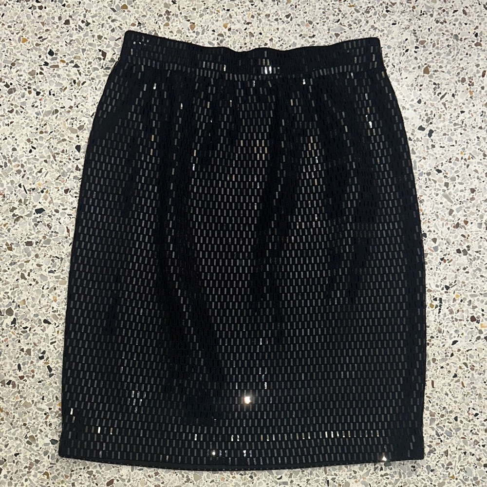 St John Evening black shimmer mini skirt knit 4 cocktail